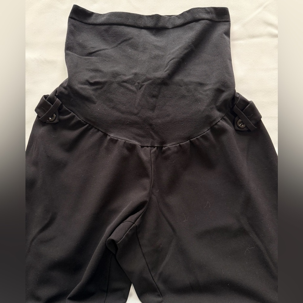 Motherhood Maternity Black Dress Pants Elastic Waist Straight Leg Slacks Women L - Picture 2 of 9